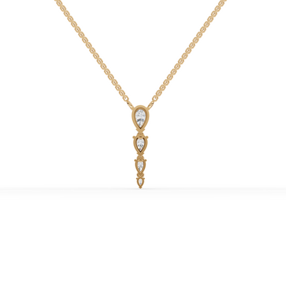 Vertical Pear Drop Moissanite Diamond Pendant Necklace