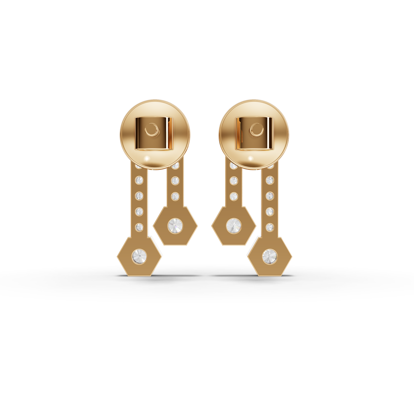Hexagon Drop Moissanite Diamond Earrings With Pavé Bar Accents