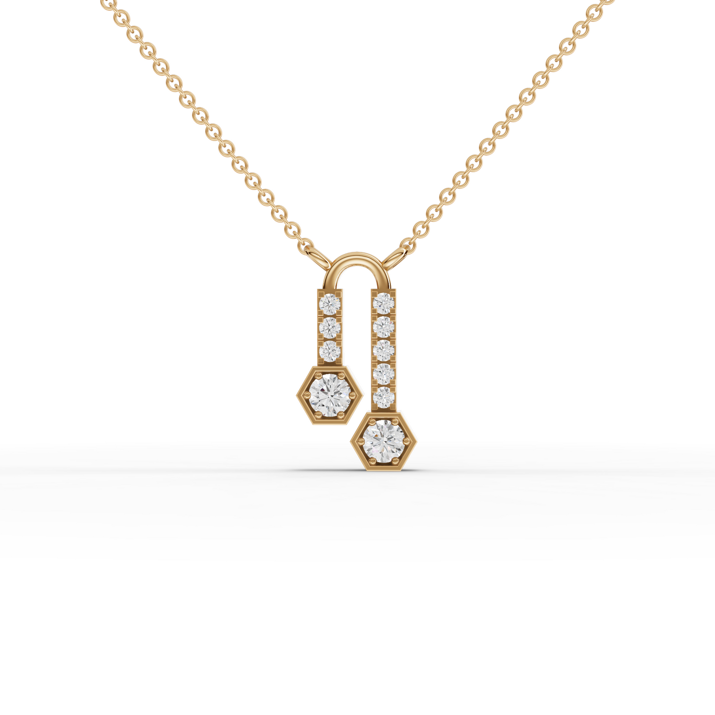 Hexagon Drop Moissanite Diamond Pendant Necklace