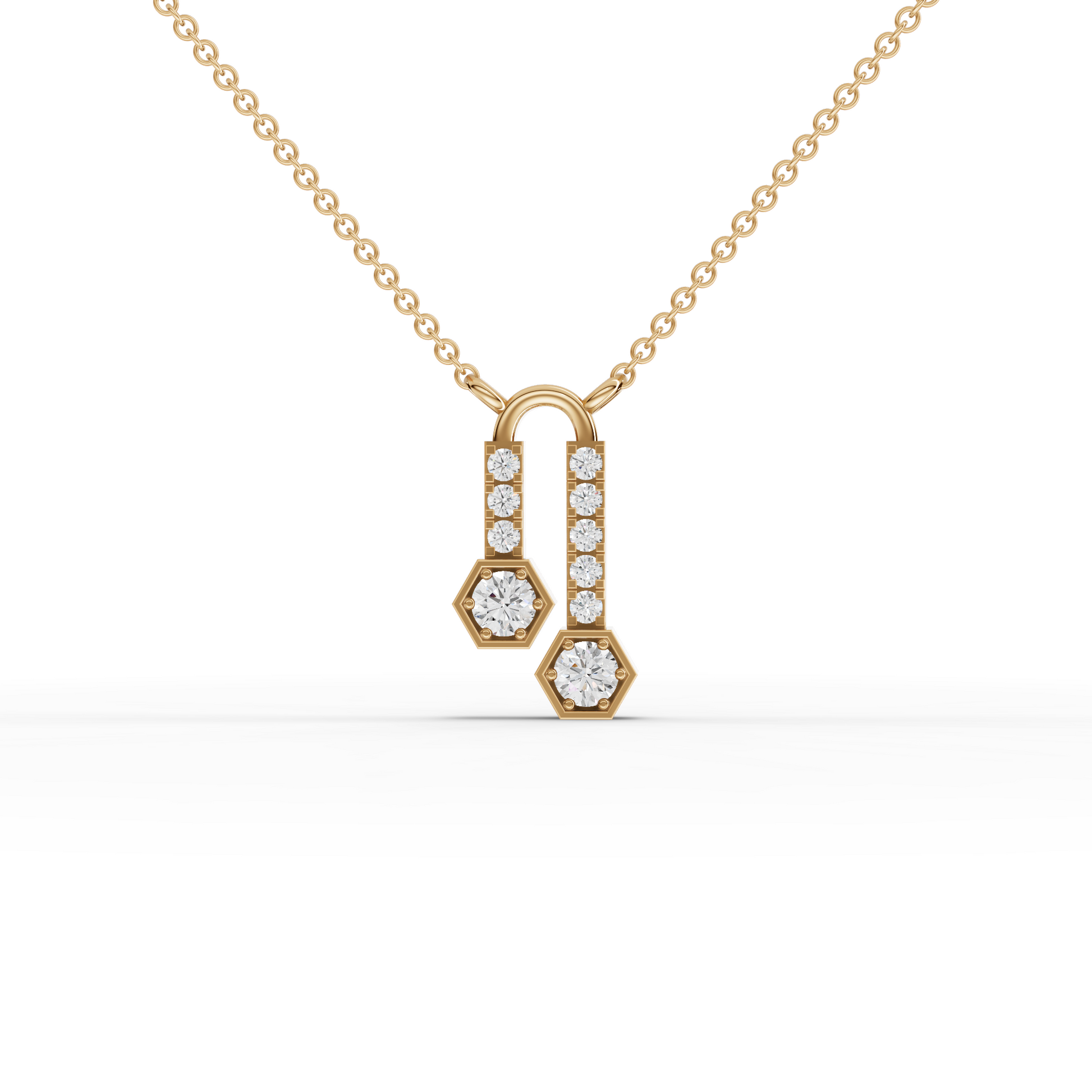 Hexagon Drop Moissanite Diamond Pendant Necklace
