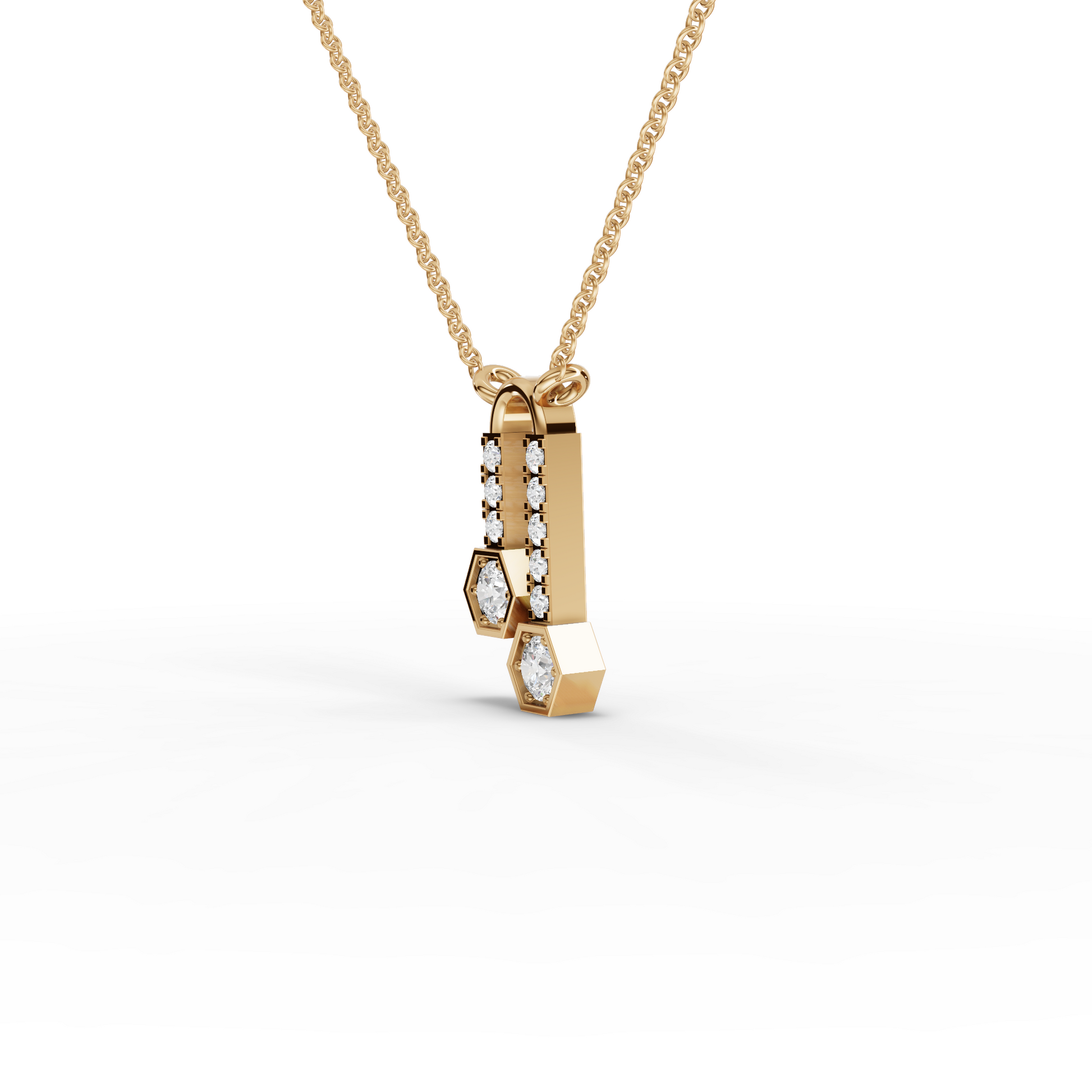 Hexagon Drop Moissanite Diamond Pendant Necklace