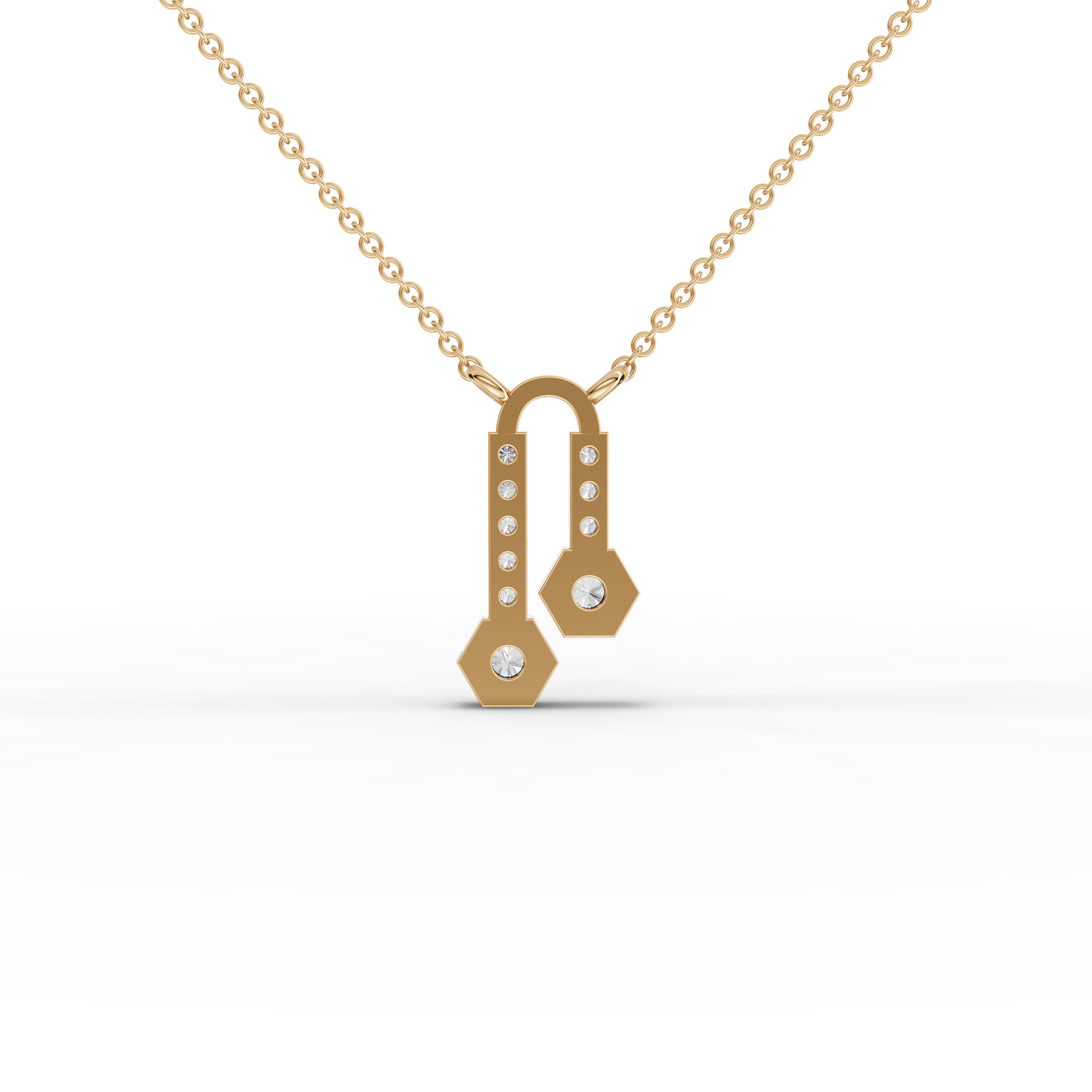 Hexagon Drop Moissanite Diamond Pendant Necklace