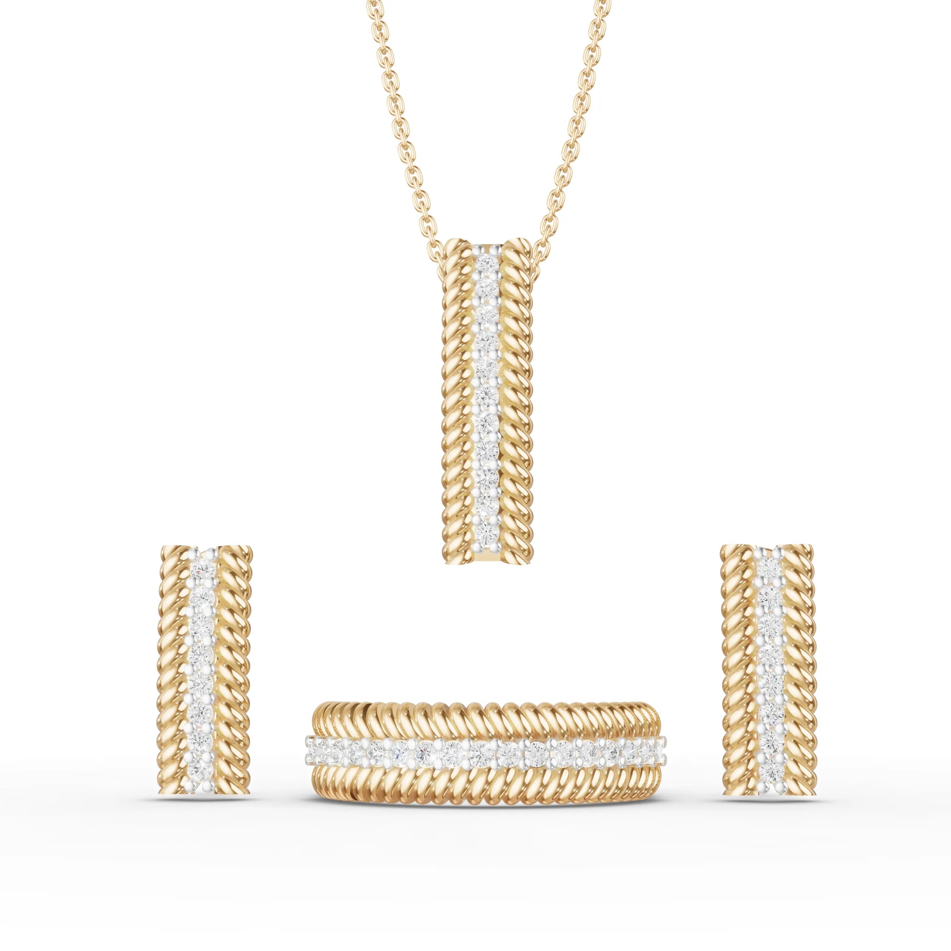Graceful Twist Moissanite Moissanite Diamond Jewellery Set