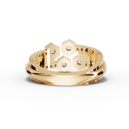 Hexagon Cluster Statement Moissanite Diamond Ring With Pavé Accents