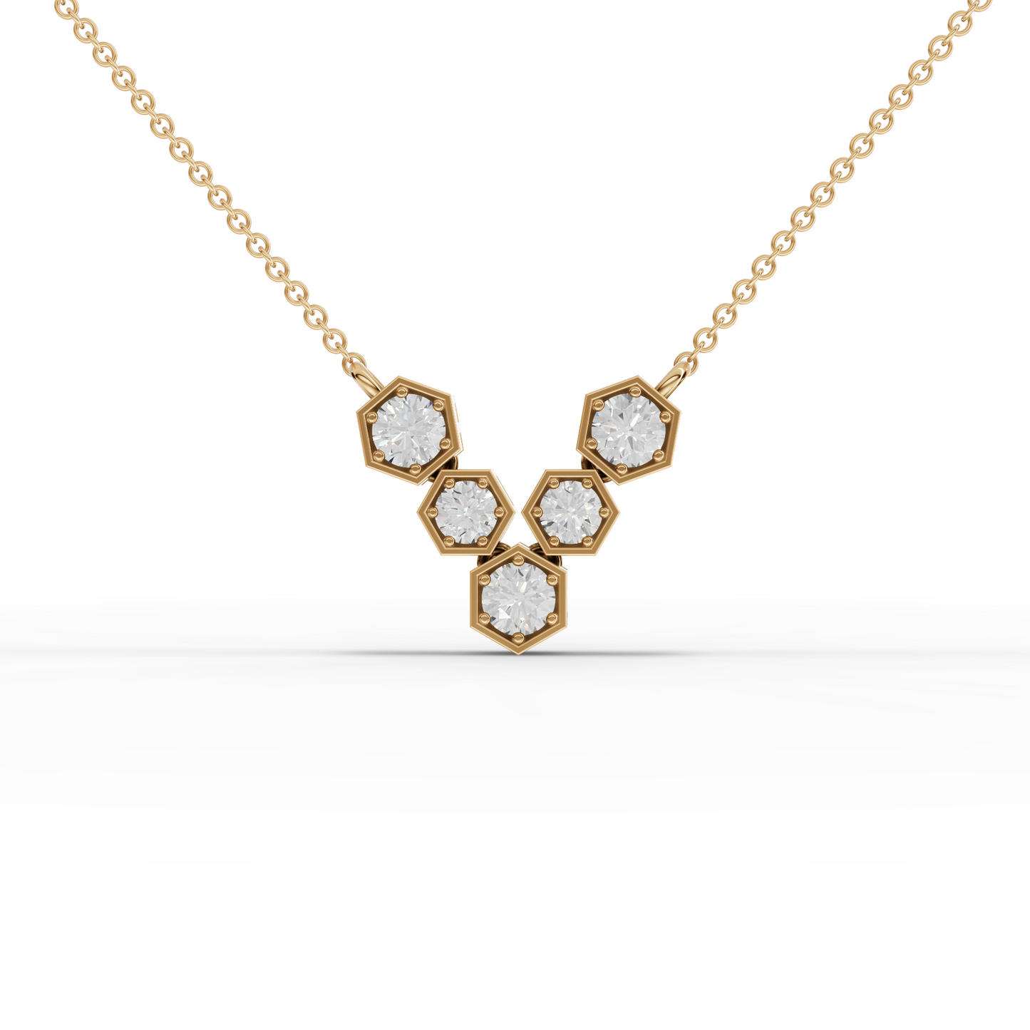 Hexagon Round Cluster Moissanite Diamond Pendant Necklace