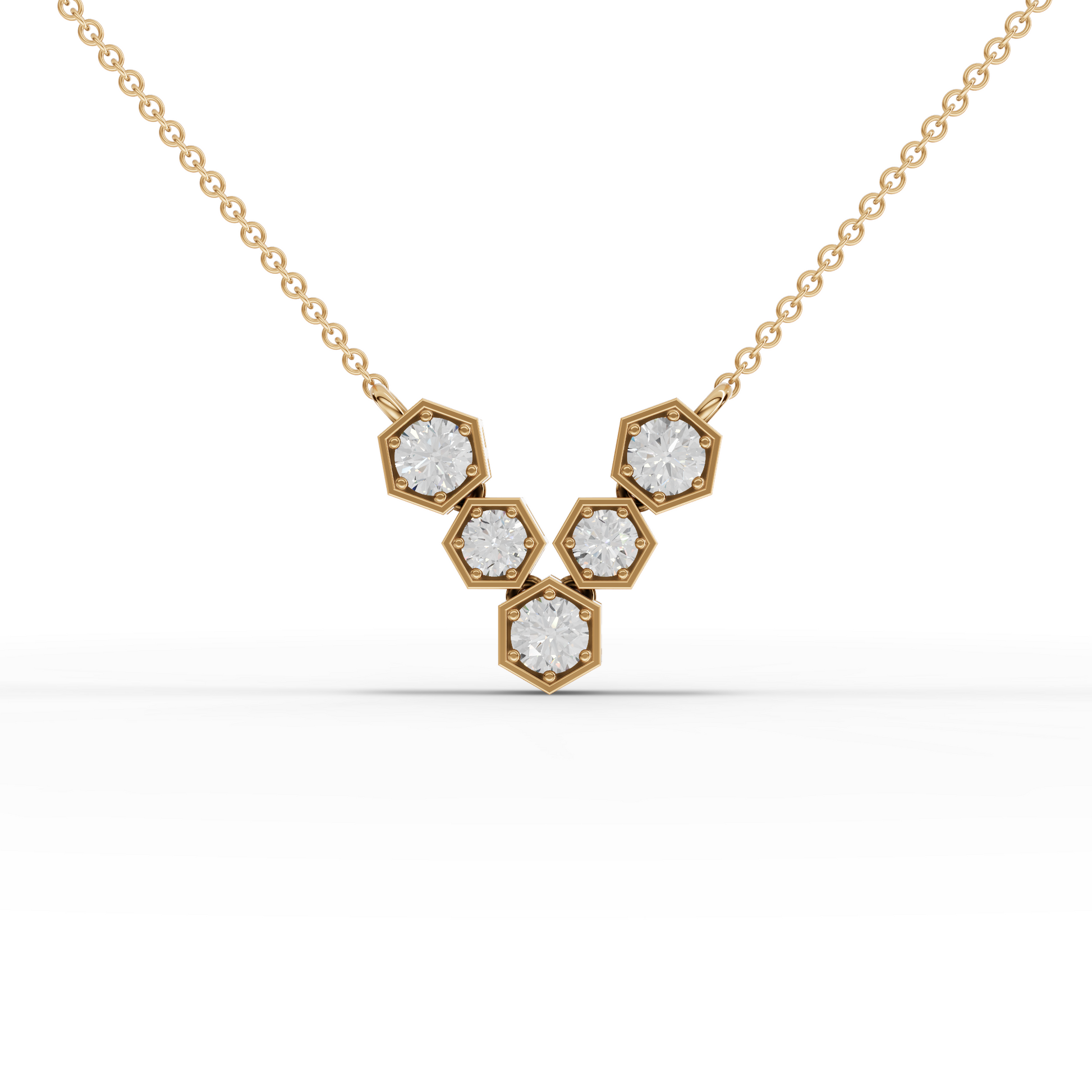 Hexagon Round Cluster Moissanite Diamond Pendant Necklace