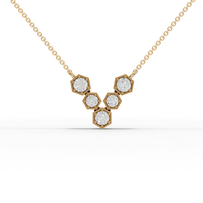 Hexagon Round Cluster Moissanite Diamond Pendant Necklace