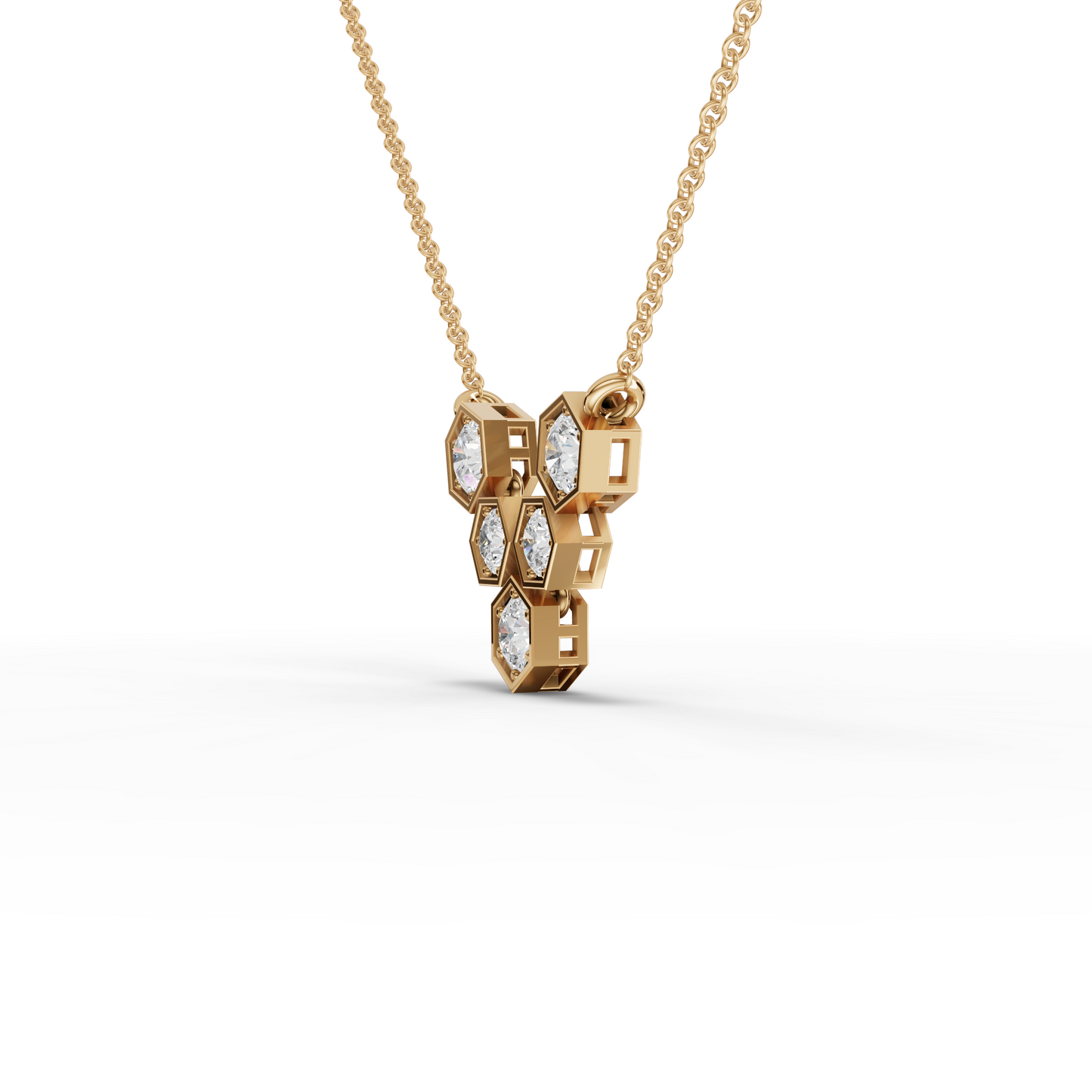 Hexagon Round Cluster Moissanite Diamond Pendant Necklace