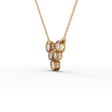 Hexagon Round Cluster Moissanite Diamond Pendant Necklace