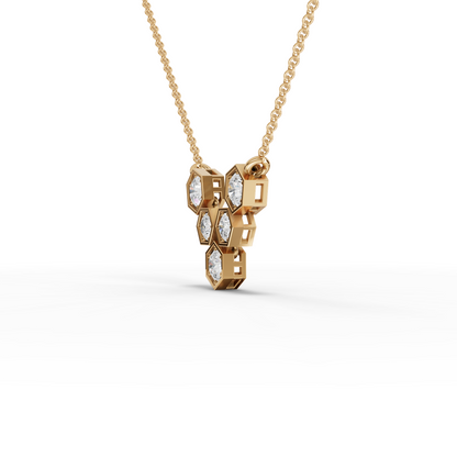 Hexagon Round Cluster Moissanite Diamond Pendant Necklace