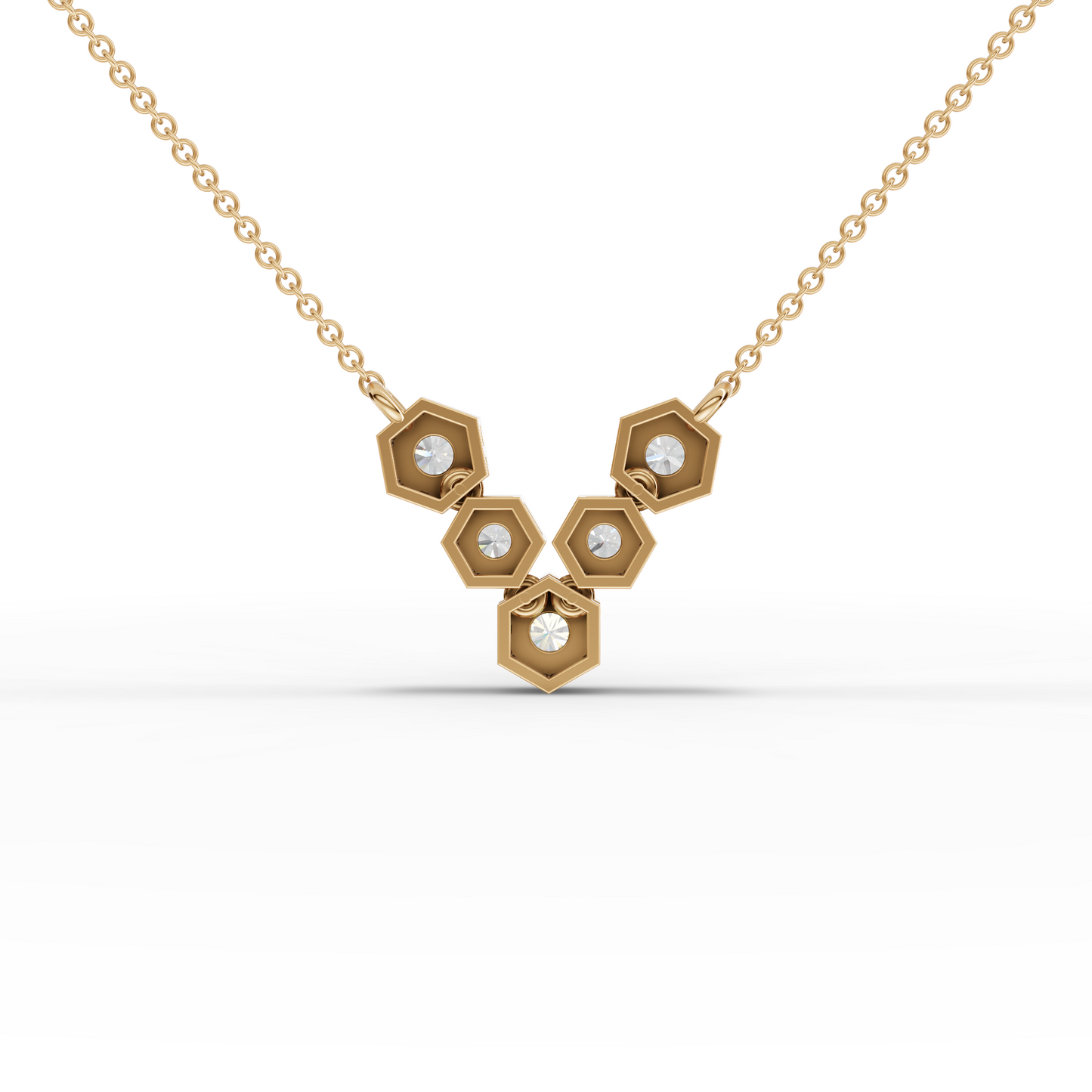 Hexagon Round Cluster Moissanite Diamond Pendant Necklace