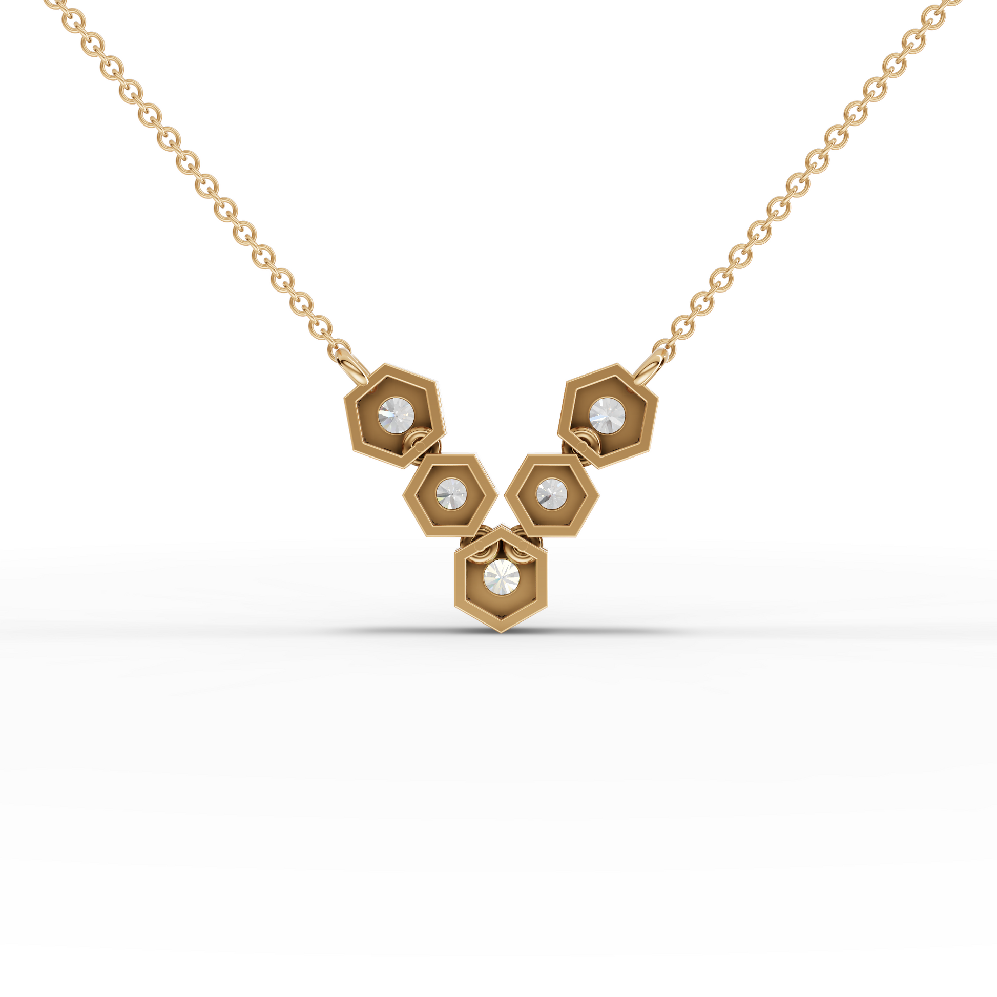 Hexagon Round Cluster Moissanite Diamond Pendant Necklace
