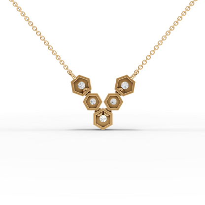 Hexagon Round Cluster Moissanite Diamond Pendant Necklace