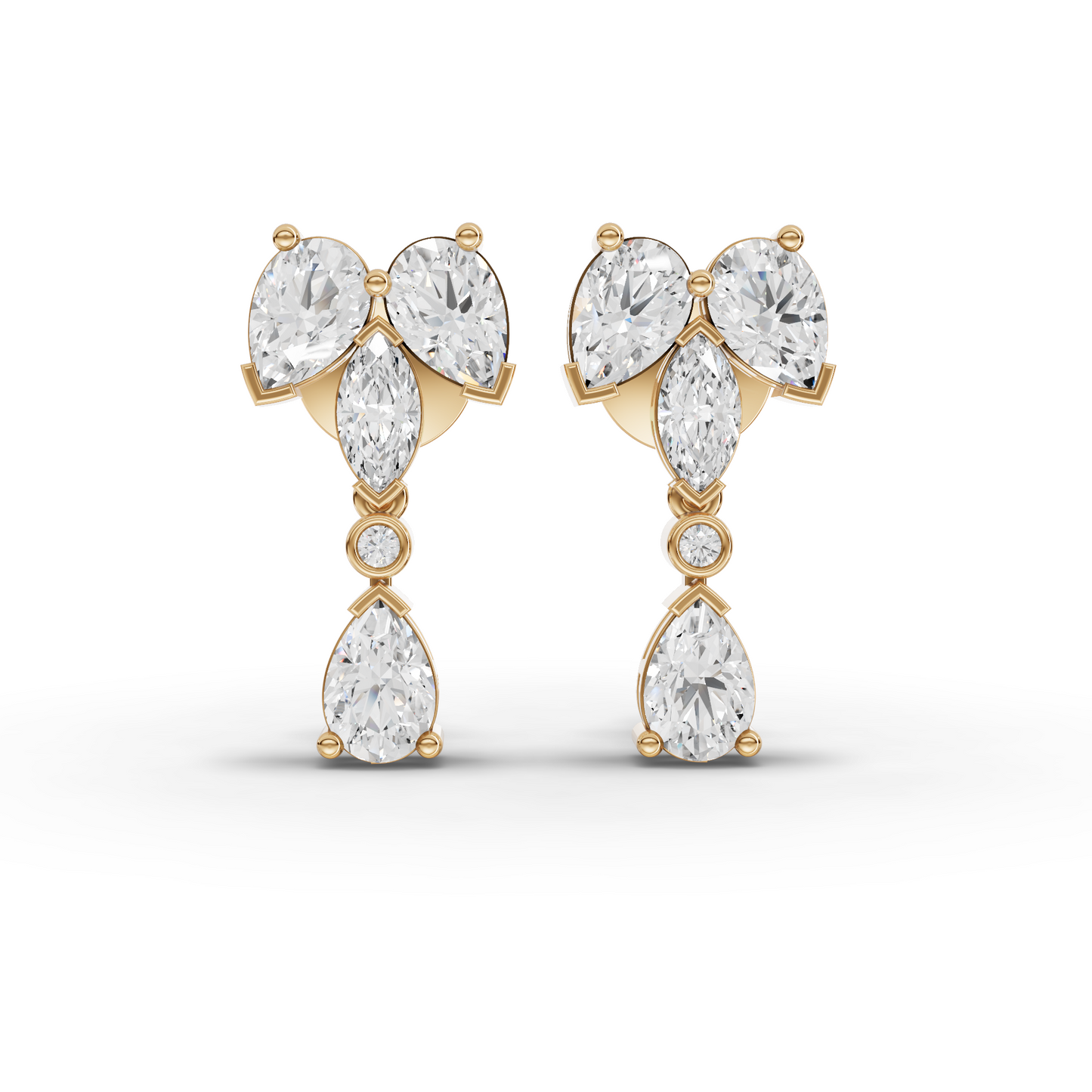 Marquise & Pear Cascade Drop Moissanite Diamond Earrings