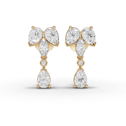 Marquise & Pear Cascade Drop Moissanite Diamond Earrings