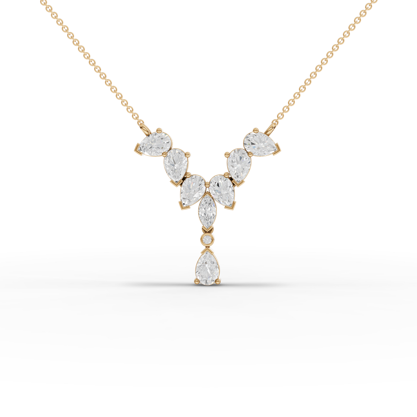 Marquise & Pear Cascade Drop Moissanite Diamond Pendant