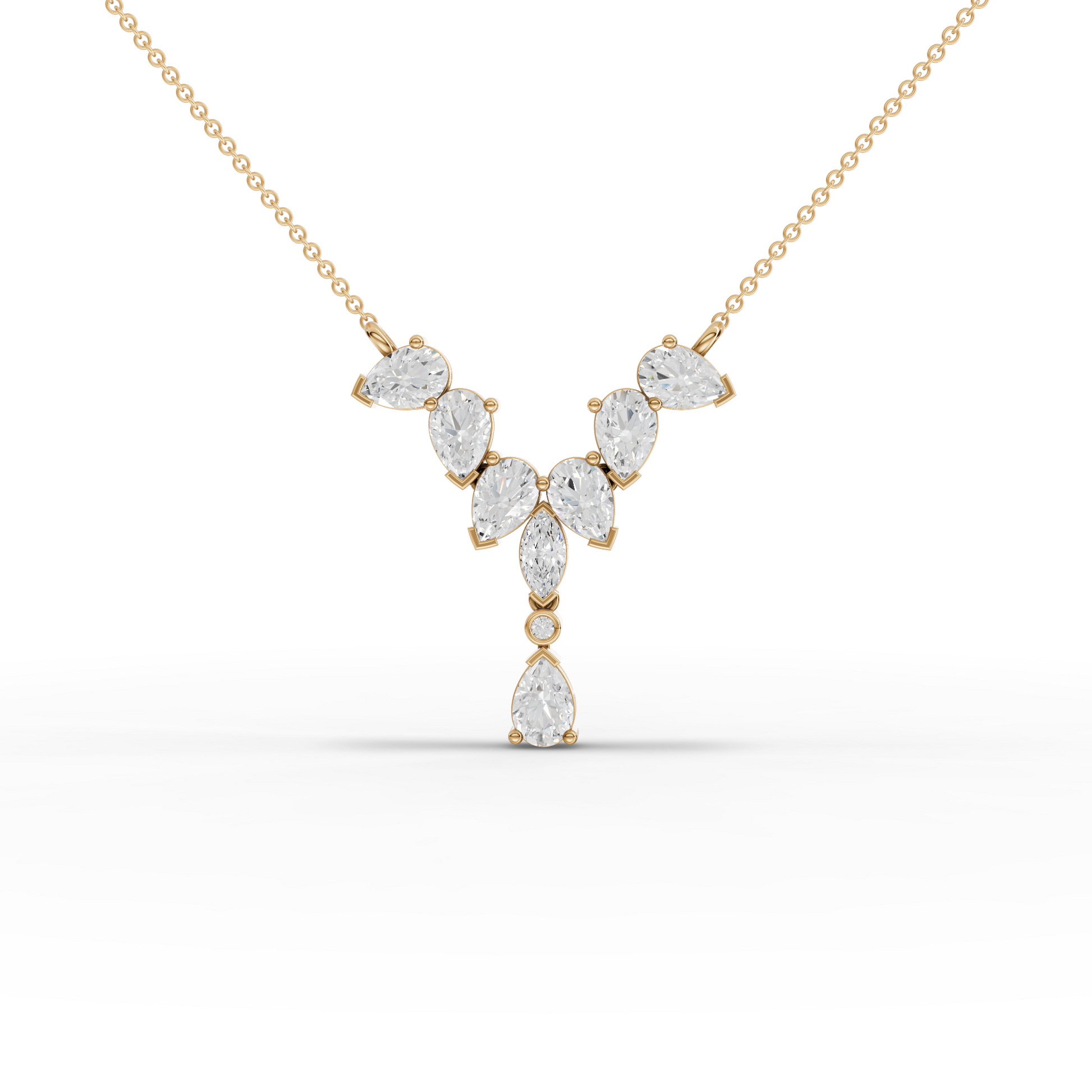 Marquise & Pear Cascade Drop Moissanite Diamond Pendant