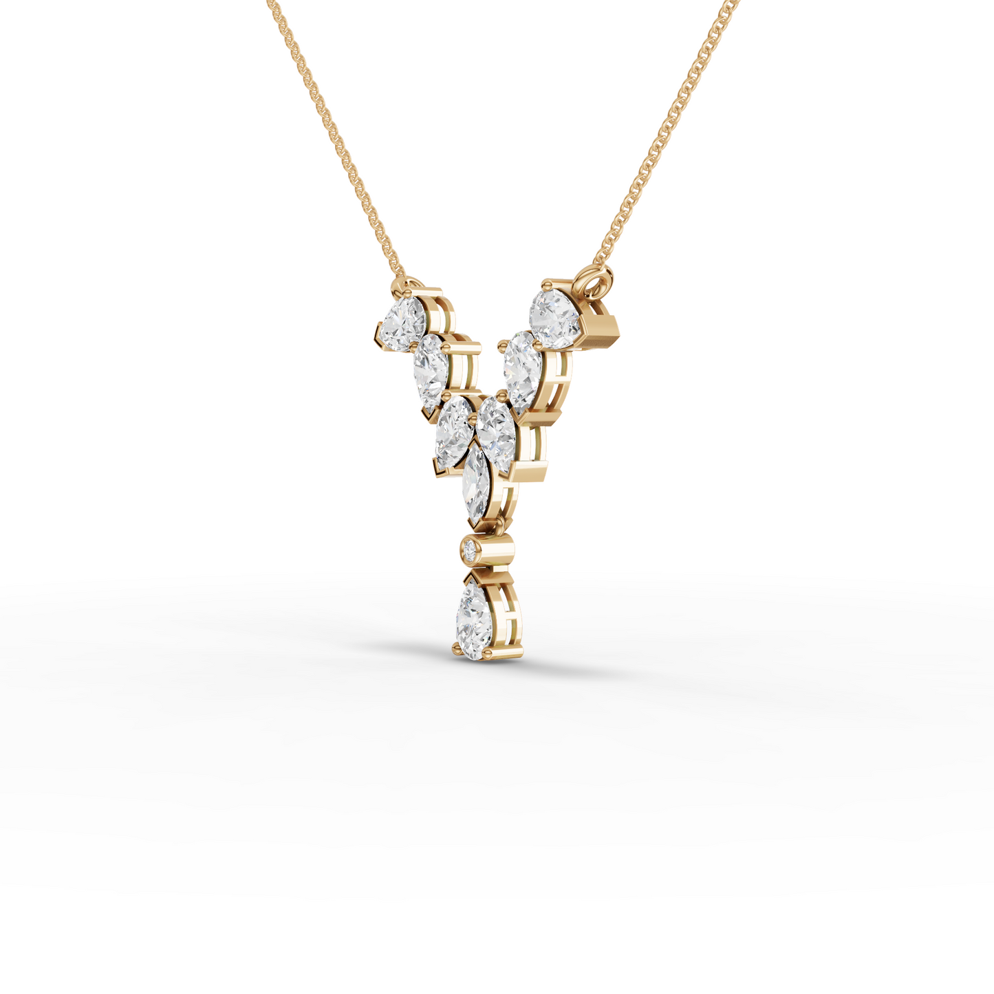 Marquise & Pear Cascade Drop Moissanite Diamond Pendant