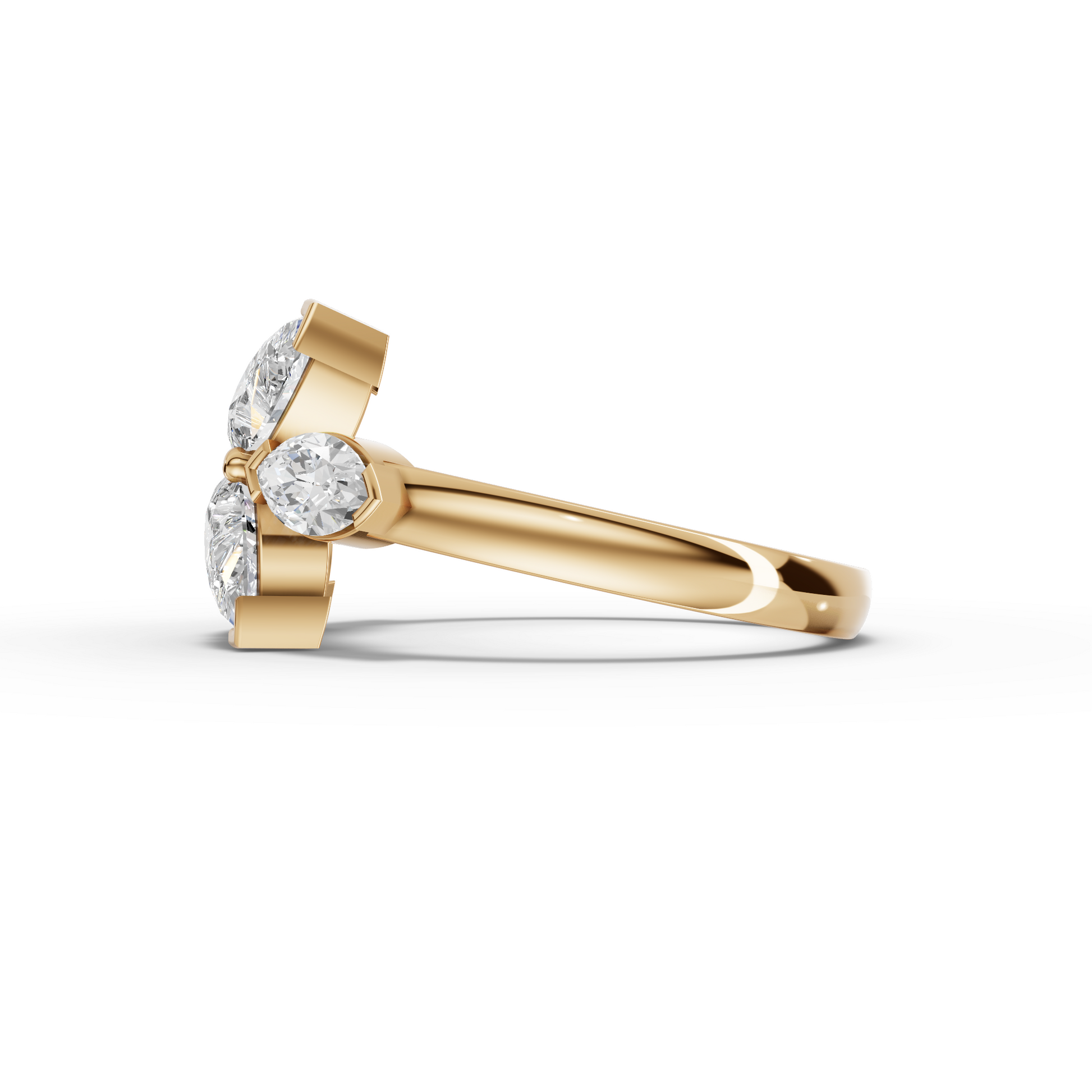Pear Floral Cluster Moissanite Diamond Ring With Marquise Accents
