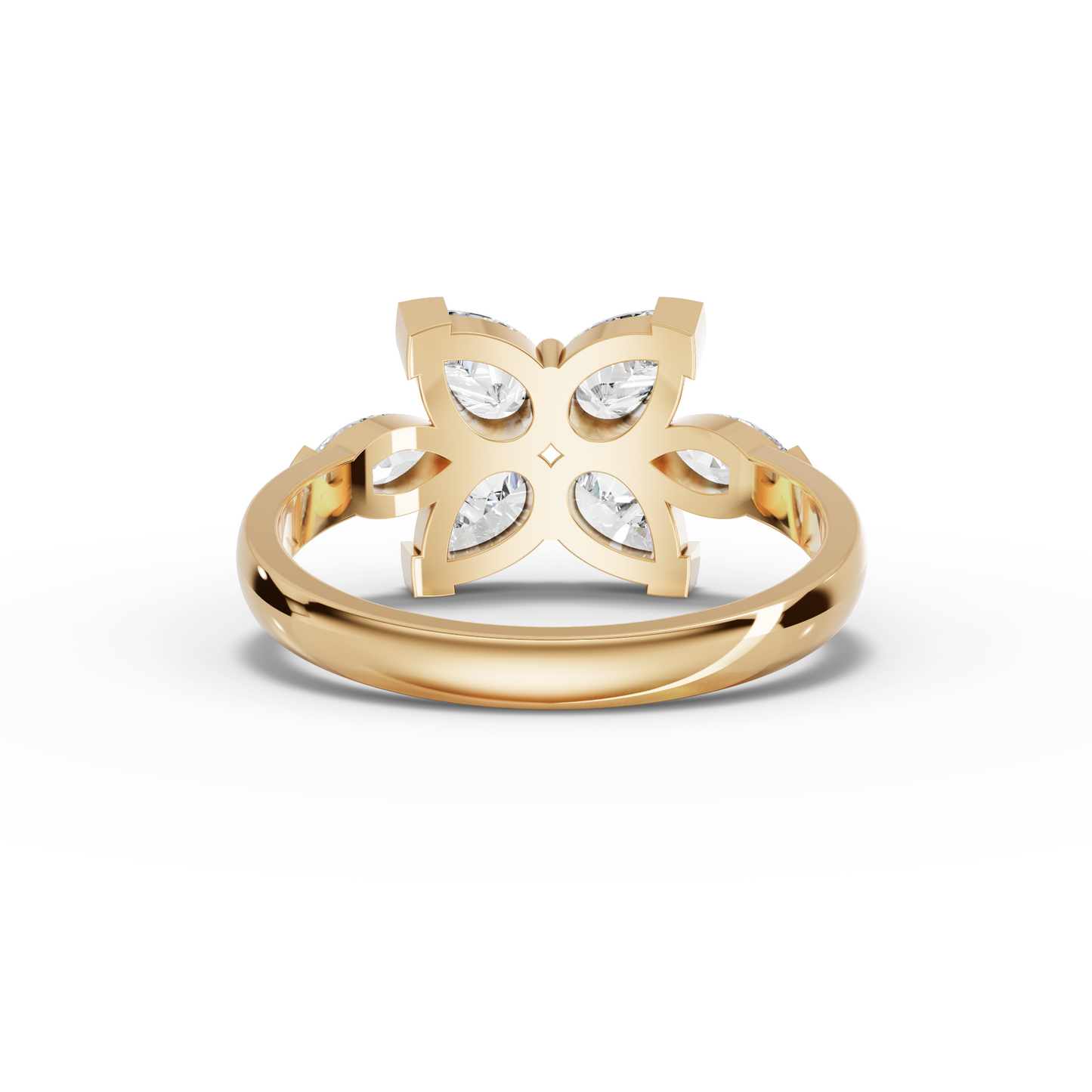 Pear Floral Cluster Moissanite Diamond Ring With Marquise Accents