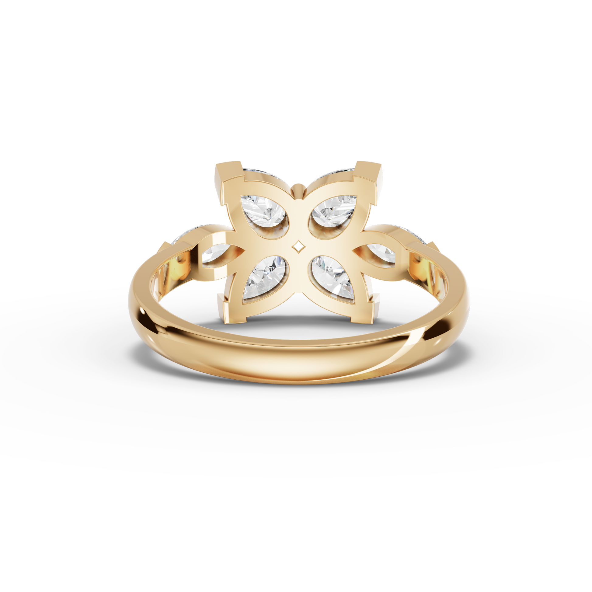 Pear Floral Cluster Moissanite Diamond Ring With Marquise Accents