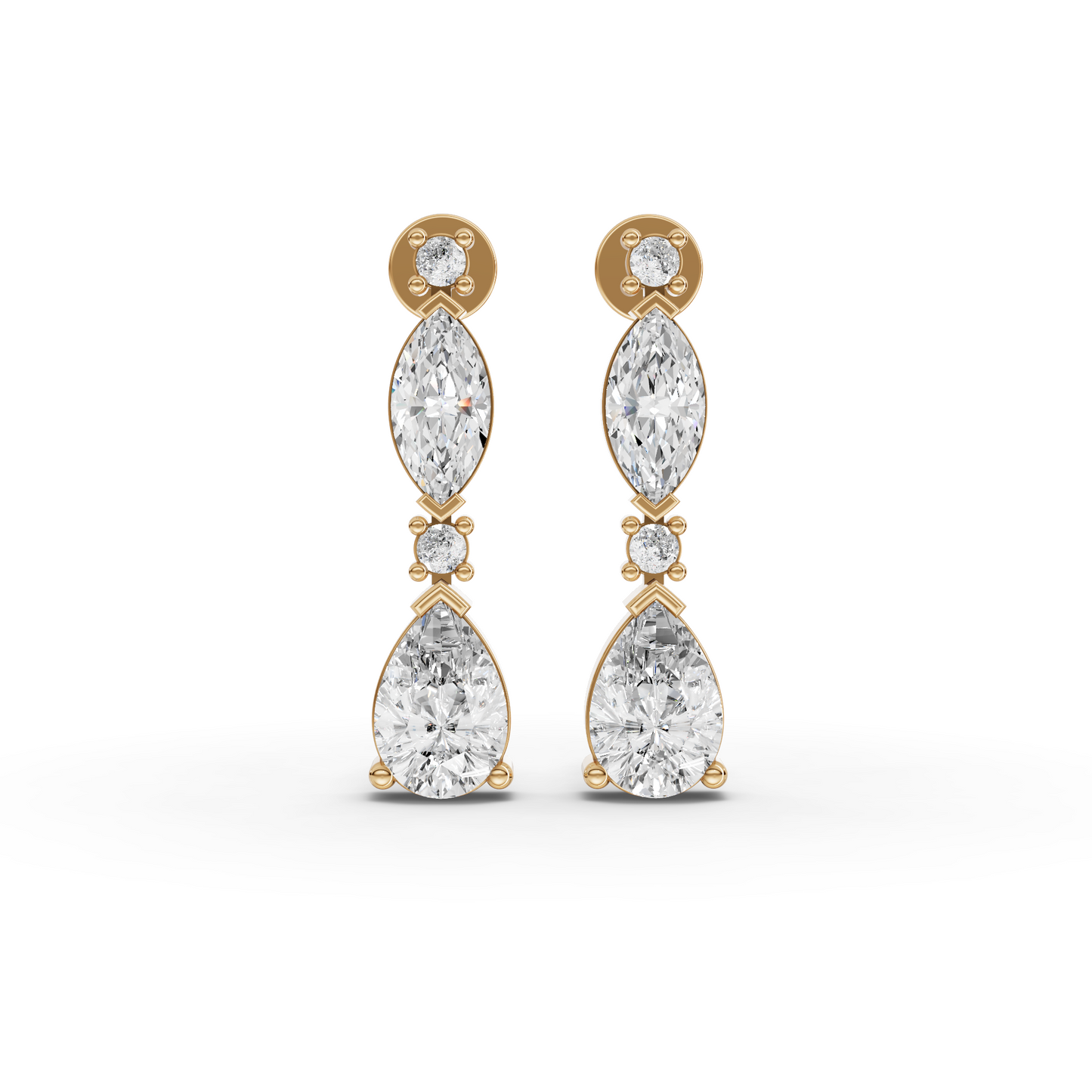 Marquise & Pear Graduated Drop Moissanite Diamond Earrings