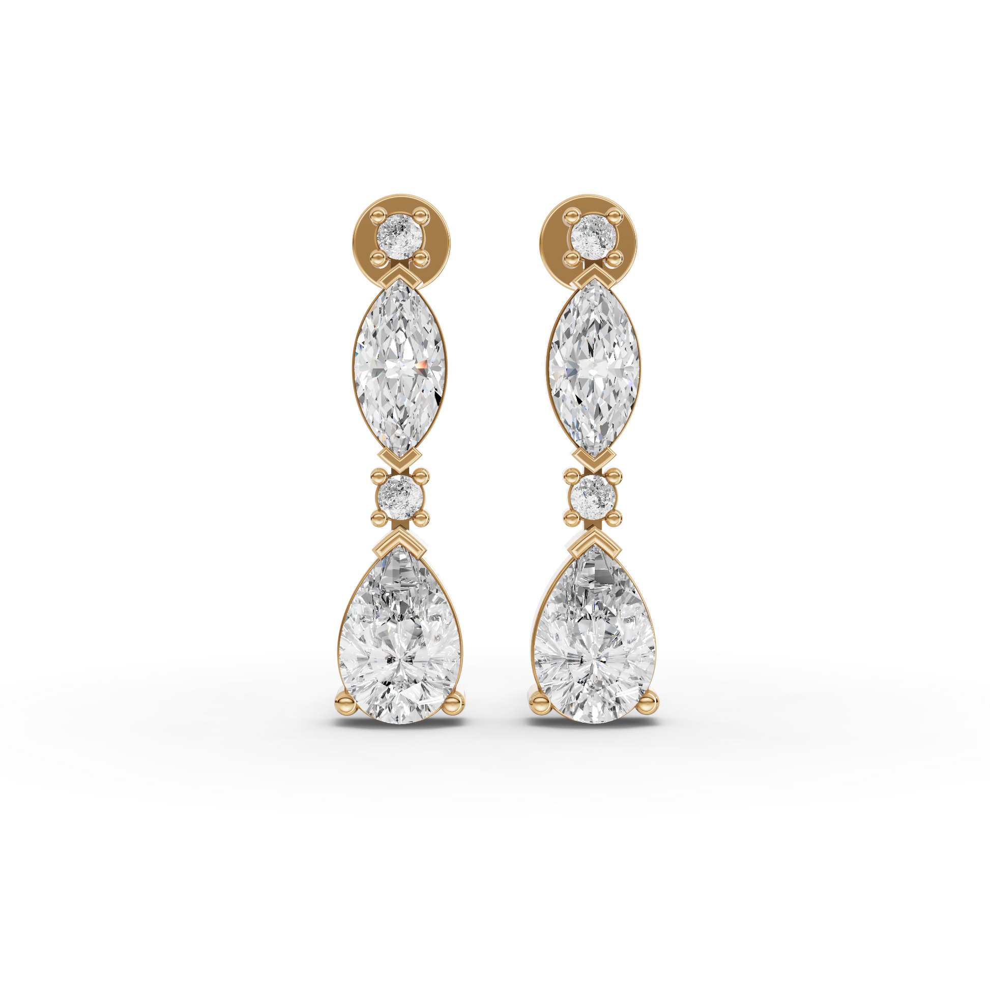 Marquise & Pear Graduated Drop Moissanite Diamond Earrings