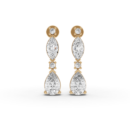 Marquise & Pear Graduated Drop Moissanite Diamond Earrings