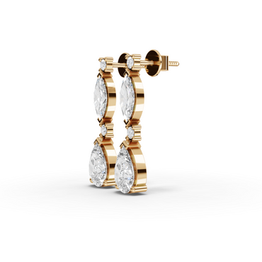 Marquise & Pear Graduated Drop Moissanite Diamond Earrings