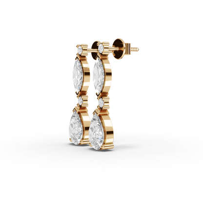 Marquise & Pear Graduated Drop Moissanite Diamond Earrings
