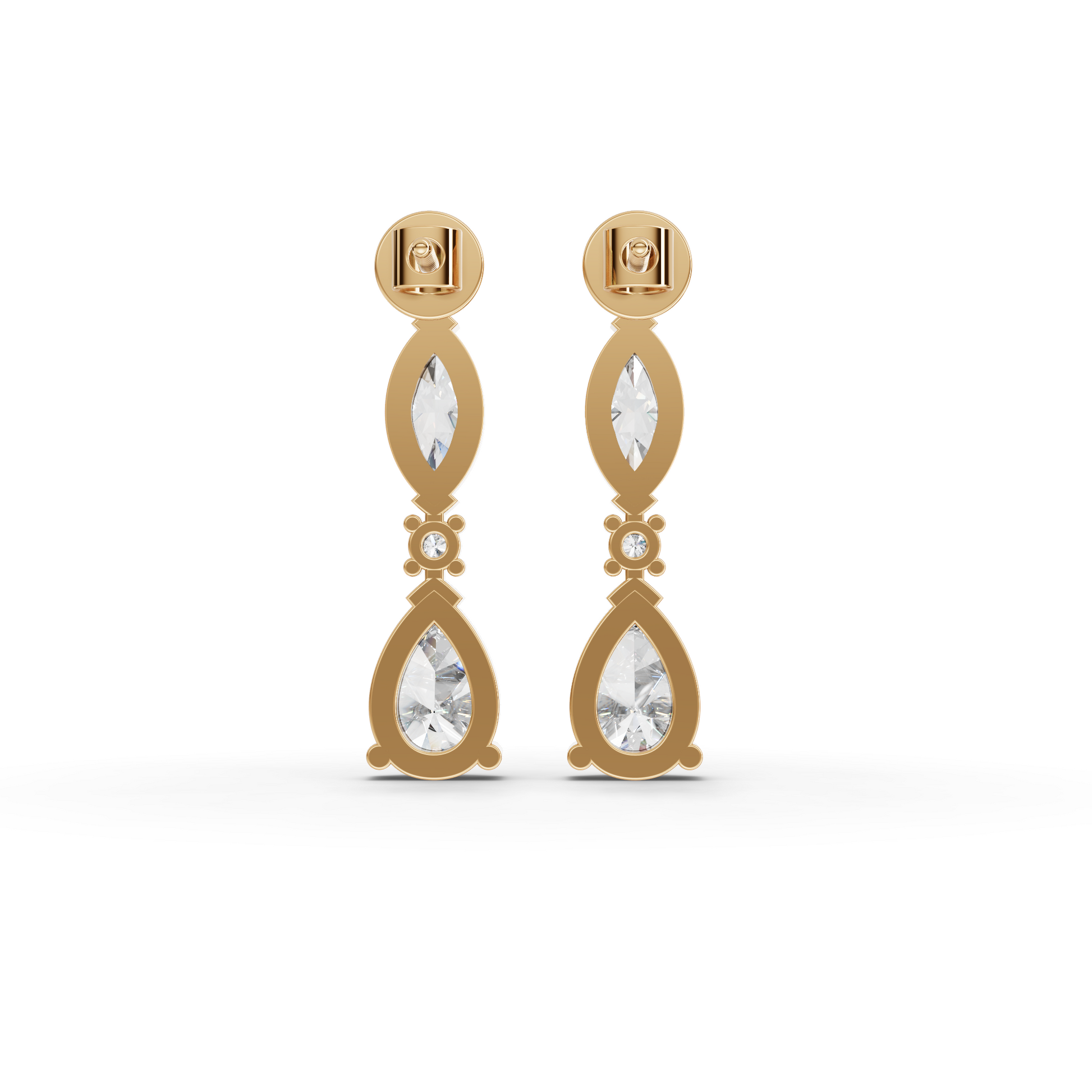 Marquise & Pear Graduated Drop Moissanite Diamond Earrings