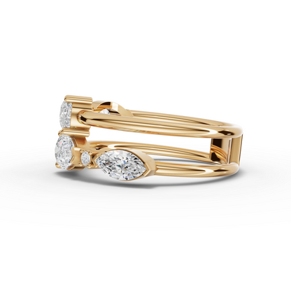 Pear Open-Ended Moissanite Diamond Ring With Floating Round Accents