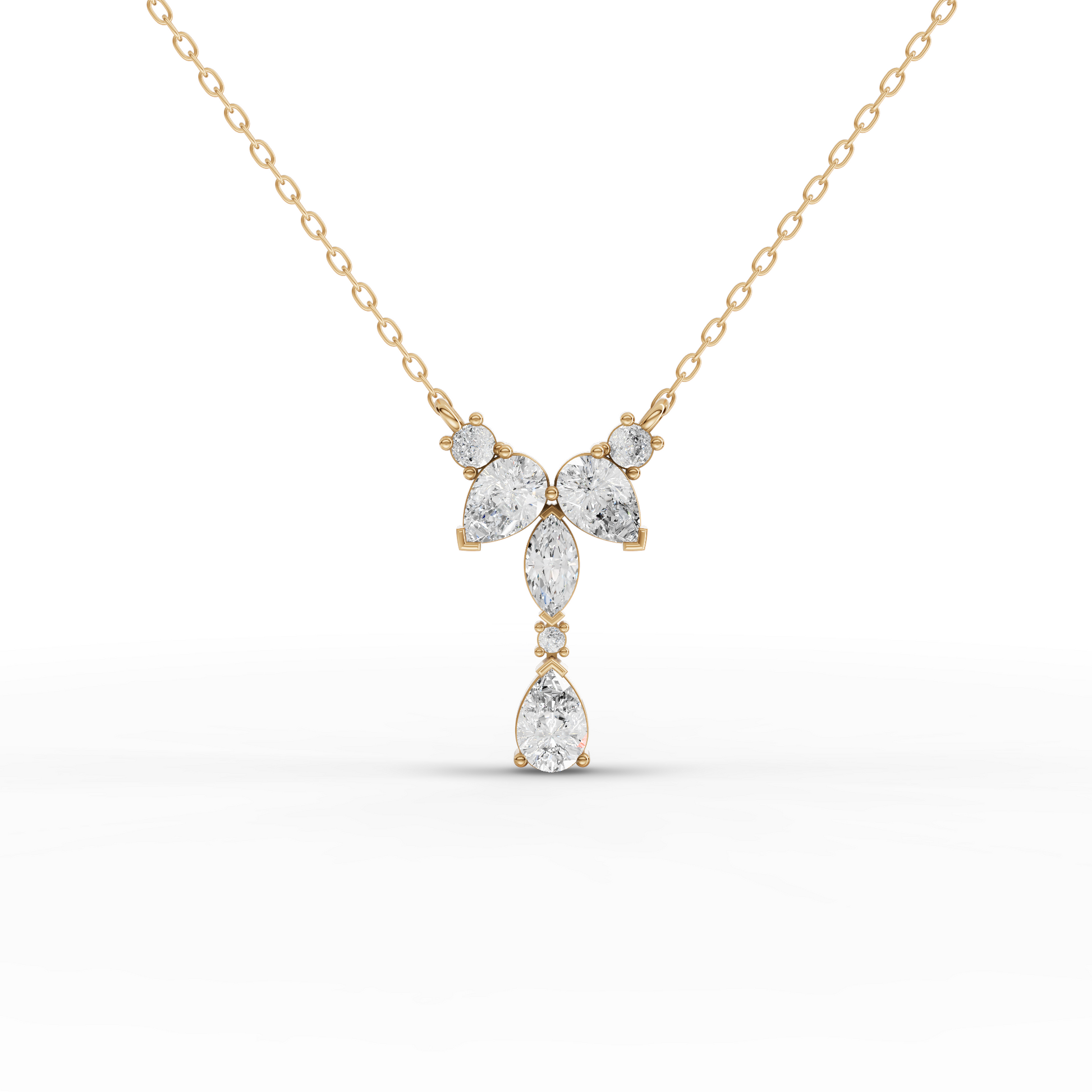 Pear & Marquise Y-Style Moissanite Diamond Pendant Necklace