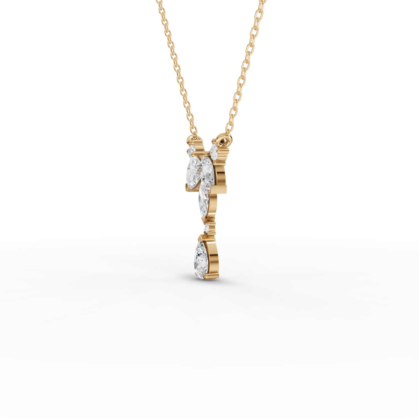 Pear & Marquise Y-Style Moissanite Diamond Pendant Necklace