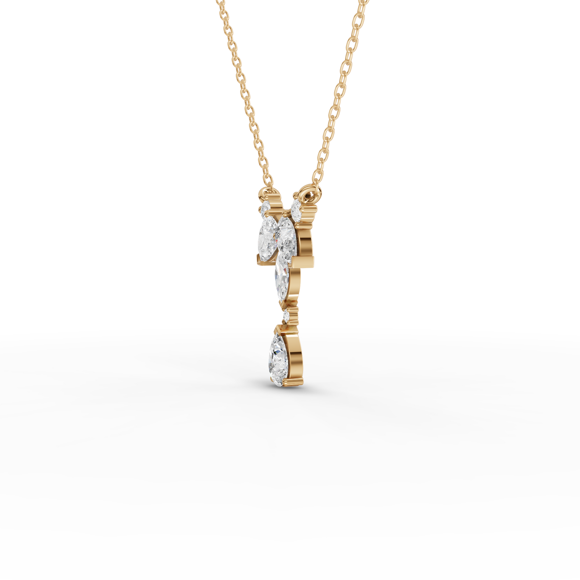Pear & Marquise Y-Style Moissanite Diamond Pendant Necklace