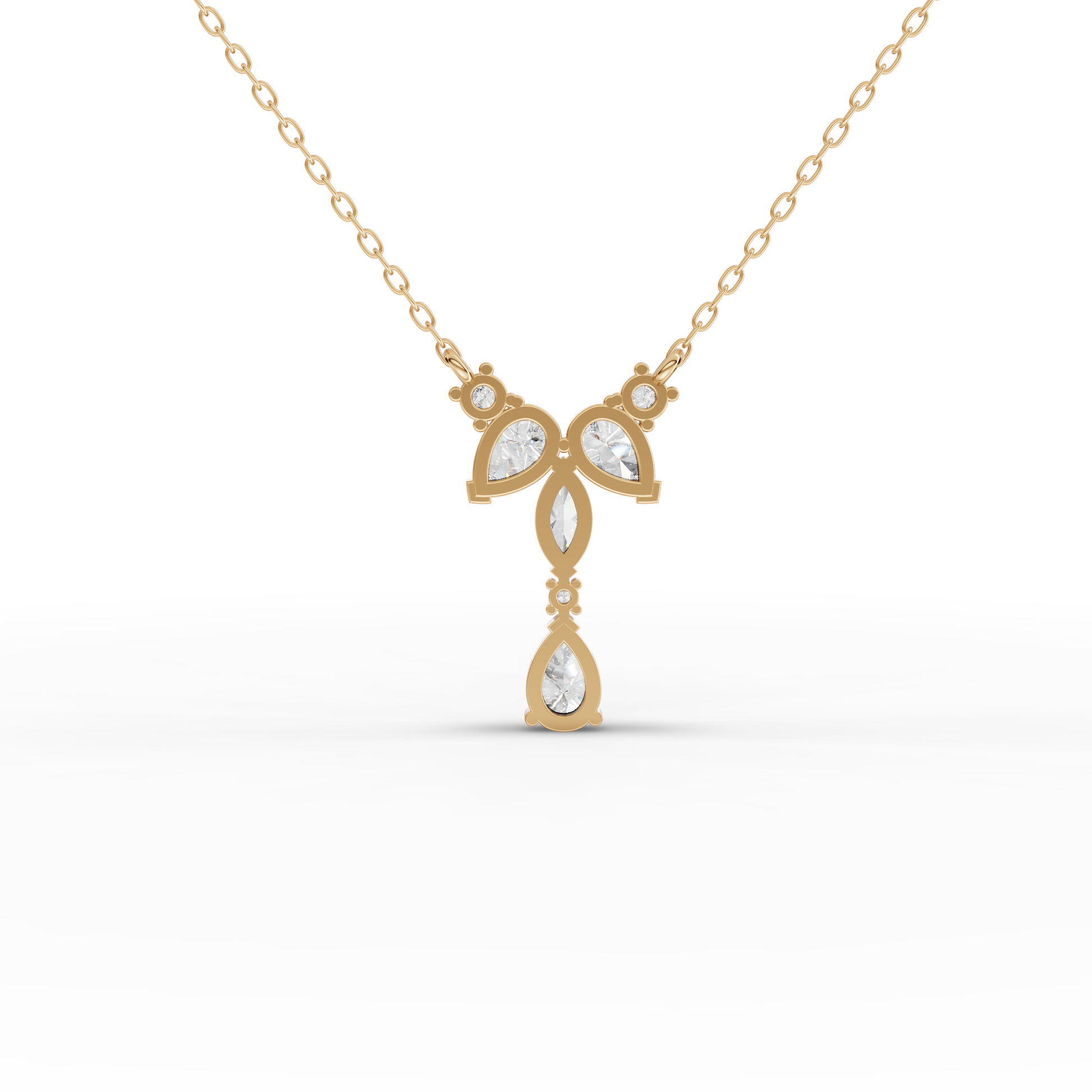 Pear & Marquise Y-Style Moissanite Diamond Pendant Necklace