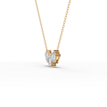 Emerald-Cut Trio Moissanite Diamond Pendant Necklace
