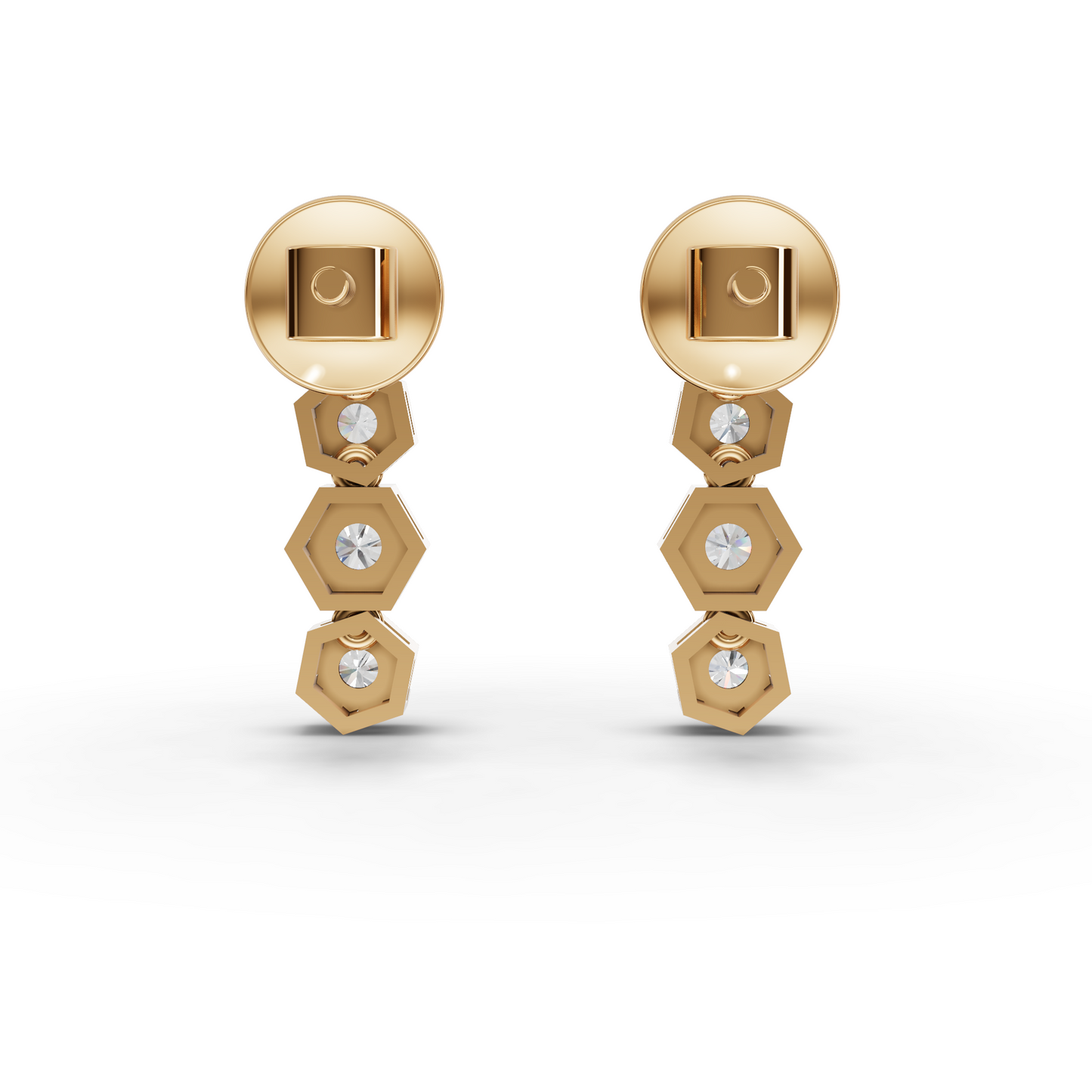 Hexagon Vertical Drop Moissanite Diamond Statement Earrings