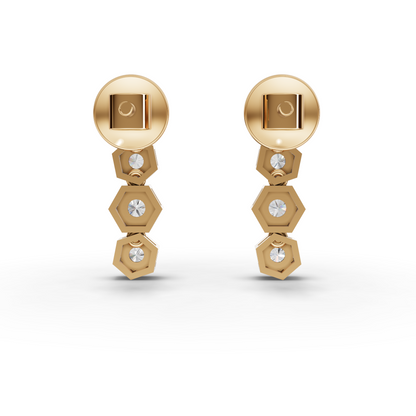 Hexagon Vertical Drop Moissanite Diamond Statement Earrings