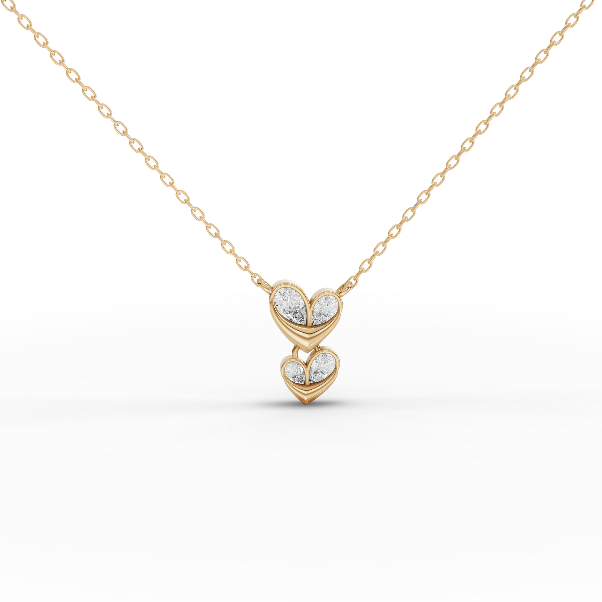 Double Heart Drop Moissanite Diamond Pendant Necklace