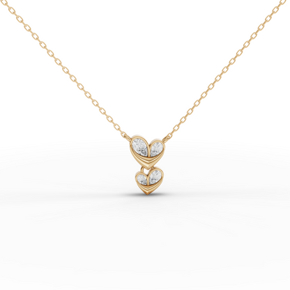 Double Heart Drop Moissanite Diamond Pendant Necklace