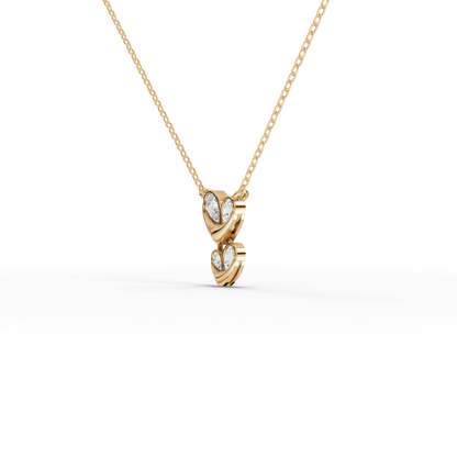 Double Heart Drop Moissanite Diamond Pendant Necklace