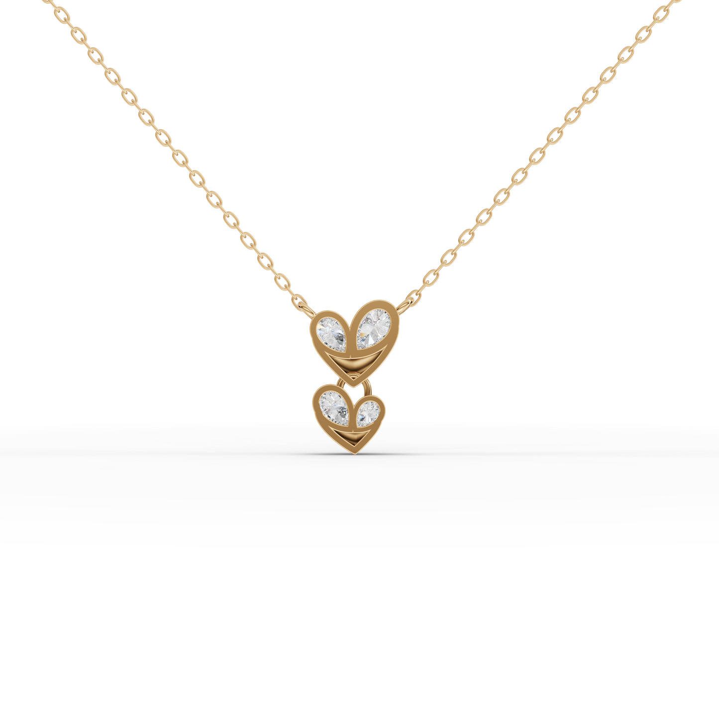 Double Heart Drop Moissanite Diamond Pendant Necklace