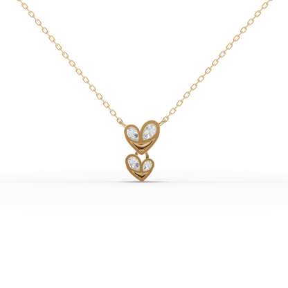 Double Heart Drop Moissanite Diamond Pendant Necklace