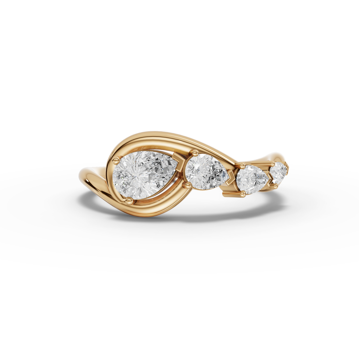 Moissanite-Grown Pear Diamond Swirl Open Wrap Ring