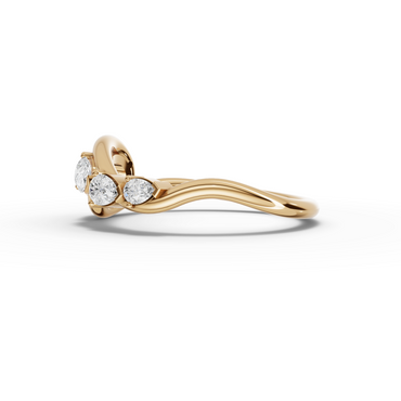 Moissanite-Grown Pear Diamond Swirl Open Wrap Ring