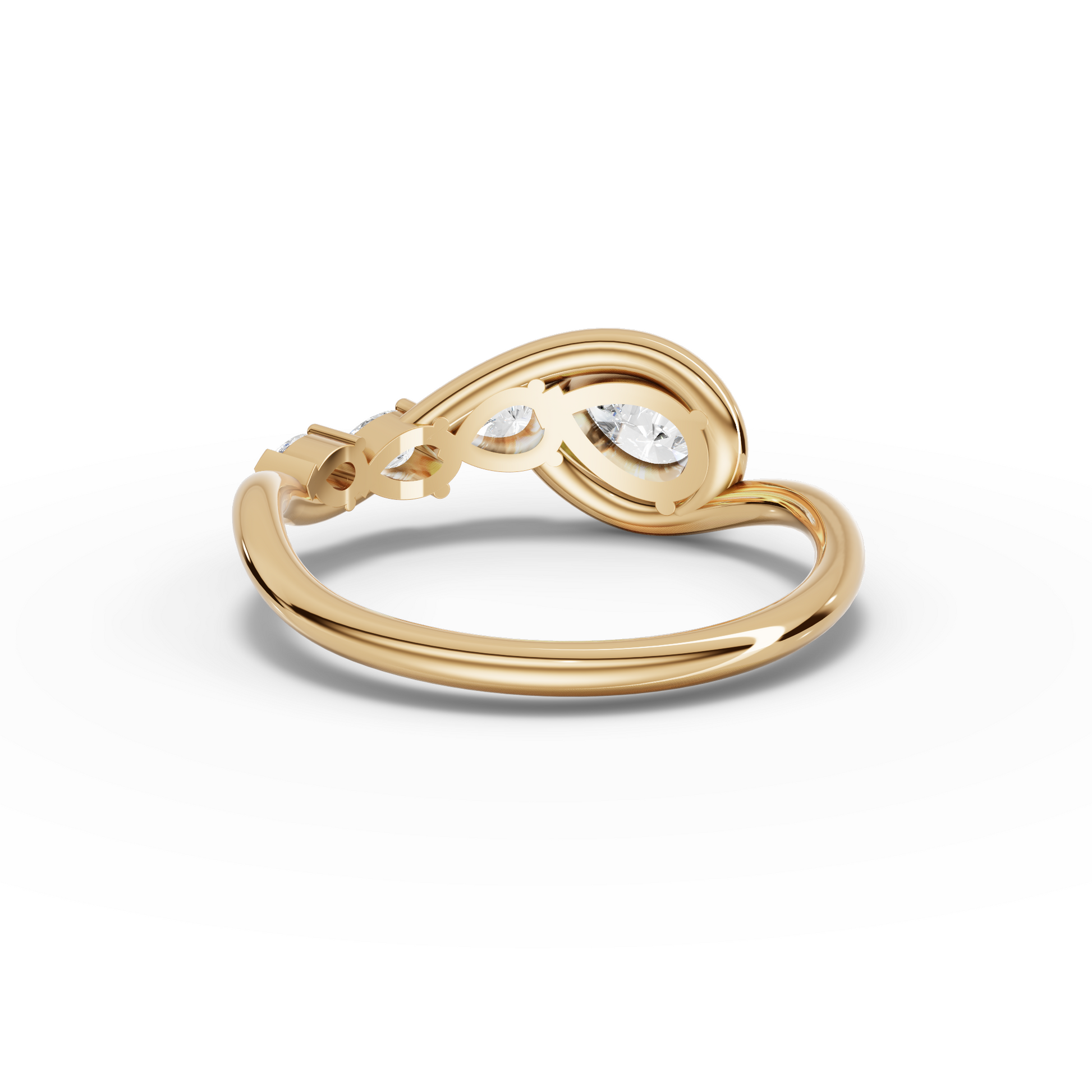 Moissanite-Grown Pear Diamond Swirl Open Wrap Ring
