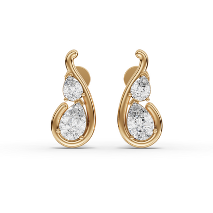 Moissanite-Grown Pear Diamond Swirl Stud Earrings