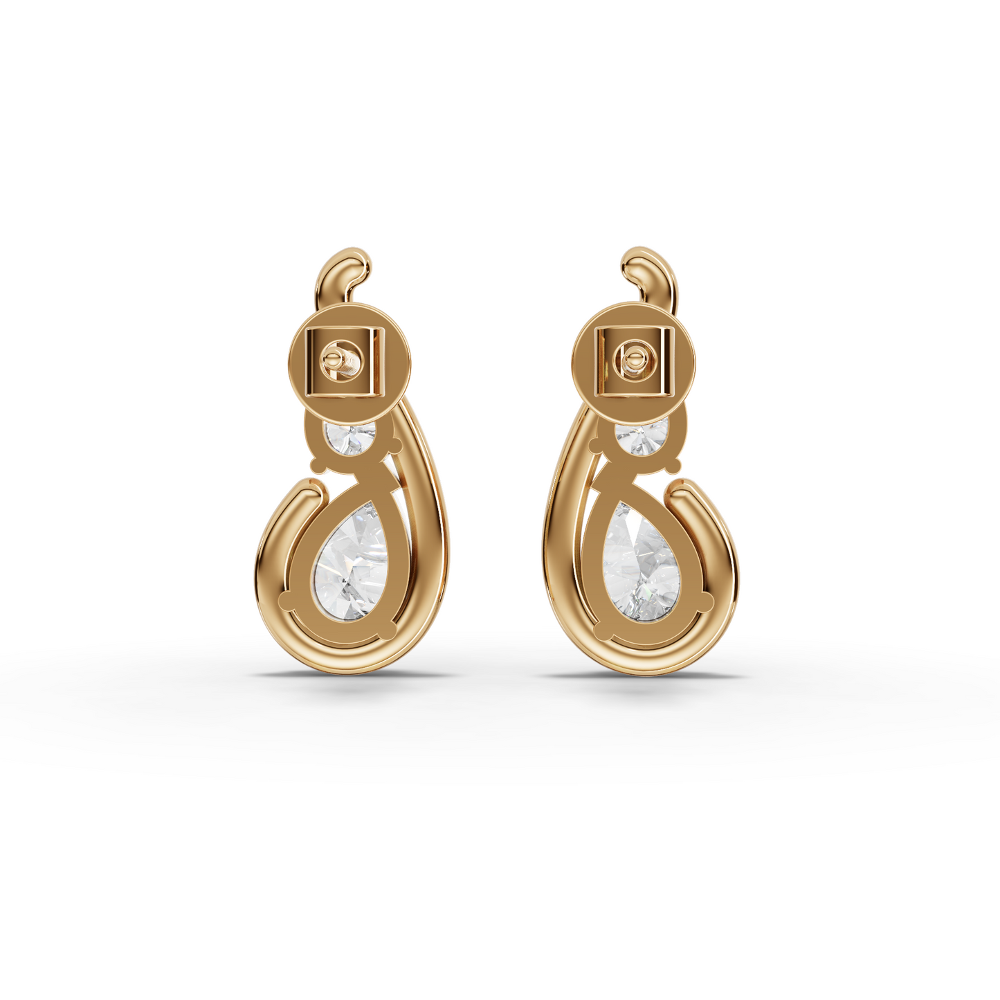 Moissanite-Grown Pear Diamond Swirl Stud Earrings