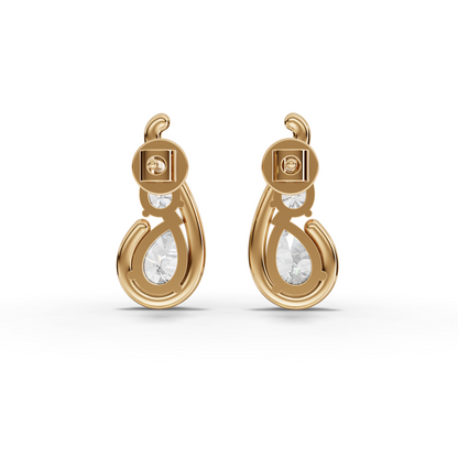 Moissanite-Grown Pear Diamond Swirl Stud Earrings